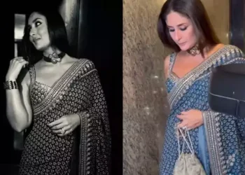 Kareena Kapoor Khan redefined weekend glamour:કરીના કપૂર ખાને બ્લ્યું અને ગોલ્ડન સાડી સાથે વિકેન્ડ ગ્લેમરને ફરીથી રિડીફાઈન કર્યું