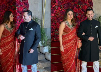 Kareena-Saif Ali Khan: કરીના કપૂરે સૈફ અલી ખાન સાથે તેના હુમલા પછી પહેલીવાર જાહેરમાં હાજરી આપી, આદર જૈન લગ્નમાં દંપતીએ પોઝ આપ્યો.