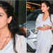 Radhika Merchant’s Simple look: રાધિકા મર્ચન્ટે હીરાજડિત મંગળસૂત્ર સાથે ₹24,000ની કિંમતનો સિમ્પલ વ્હાઇટ ડ્રેસ પહેર્યો છે