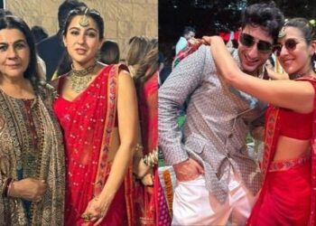 Sara Ali Khan attends friend’s wedding with Amrita Singh, strikes pose with brother Ibrahim Ali Khan: સારા અલી ખાન મમ્મી અમૃતા સિંહ સાથે મિત્રના લગ્નમાં હાજરી આપે છે, ભાઈ ઈબ્રાહિમ અલી ખાન સાથે પોઝ આપે છે