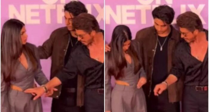 Shah Rukh Khan sweetly fixes daughter Suhana Khan’s dress at event, showcases their heartwarming bond: શાહરૂખ ખાને ઈવેન્ટમાં દીકરી સુહાના ખાનનો ડ્રેસ ઠીક કર્યો, બાપ દિકરીનું બોન્ડિંગ જોવા મળ્યું