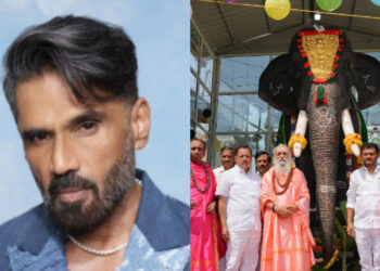 Suneil Shetty promotes compassion for animals: સુનીલ શેટ્ટીએ શ્રી ઉમામહેશ્વરા વીરભદ્રેશ્વર મંદિરને મોટી સાઇઝનાં યાંત્રિક હાથીની ભેટ આપી