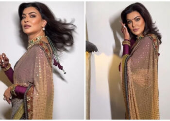 Sushmita Sen dazzles with her evergreen elegance in sequin saree for attending a family wedding: સુષ્મિતા સેન કૌટુંબિક લગ્નમાં હાજરી આપવા માટે સિક્વિન સાડીમાં તેની સદાબહાર લાવણ્યથી ચમકી રહી છે