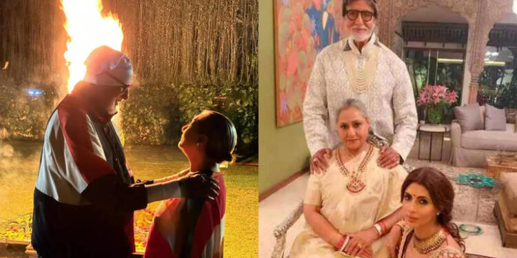 Amitabh Bachchan, Jaya Share Adorable Moment As They Light Up Holika, Shweta Nanda Drops Pic: અમિતાભ બચ્ચન, જયા હોલિકાને દહન કરતી વખતે એક સુંદર ક્ષણ શેર કરે છે, શ્વેતા નંદાએ તસવીર શેર કરી