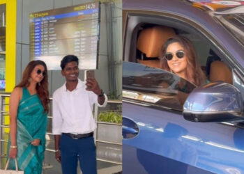 Keerthy Suresh Looks Stunning In Saree, Clicks Selfie With Fan At Airport :કીર્તિ સુરેશ સાડીમાં ખૂબ જ સુંદર લાગી રહી છે, એરપોર્ટ પર ચાહક સાથે સેલ્ફી ખેંચે છે.