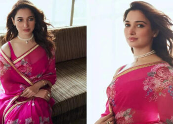 Tamannaah Bhatia stuns in breath-taking Gulabi saree: તમન્ના ભાટિયાનો ગુલાબી સાડીમાં દેખાવ દર્શકોને દંગ કરે છે
