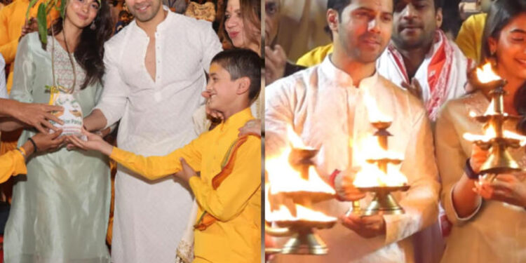 Varun Dhawan & Pooja Hegde in Hrishikesh: ઋષિકેશમાં વરુણ ધવન, પૂજા હેગડેએ કરી ગંગા આરતી