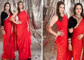 Esha Deol and mom Hema Malini’s stylish red twinning moment: એશા દેઓલ અને મમ્મી હેમા માલિનીનો સ્ટાઇલિશ રેડ ટ્વિનિંગ મોમેન્ટ