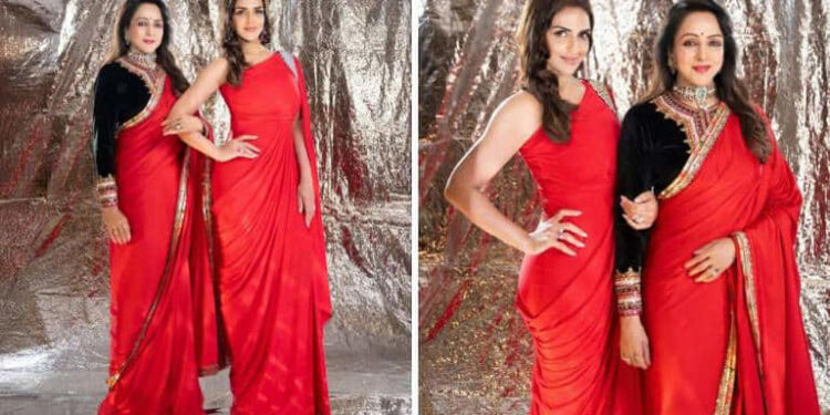 Esha Deol and mom Hema Malini’s stylish red twinning moment: એશા દેઓલ અને મમ્મી હેમા માલિનીનો સ્ટાઇલિશ રેડ ટ્વિનિંગ મોમેન્ટ