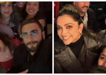 Ranveer Singh and Deepika Padukone ring in New Year 2026 with fans; pose for selfies in NYC: રણવીર સિંહ અને દીપિકા પાદુકોણે ચાહકો સાથે નવા વર્ષ 2026 ની ઉજવણી કરી; NYC માં સેલ્ફી માટે પોઝ આપ્યો