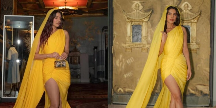 Priyanka Chopra’s yellow gown with dupatta at The Bluff party is an ode to heritage: ધ બ્લફ પાર્ટીમાં પ્રિયંકા ચોપરાનું દુપટ્ટા સાથેનો યલો ગાઉન વારસાનું એક પ્રતીક છે