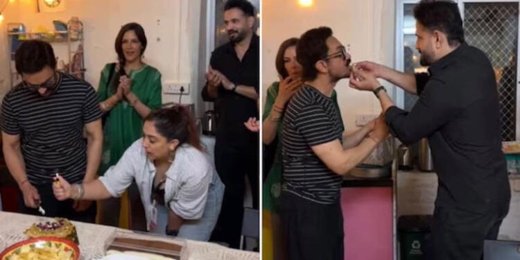 Aamir Khan celebrates 61st birthday with girlfriend Gauri Spratt, ex-wives Reena Dutta and Kiran Rao:આમિર ખાને પોતાની 61મો બર્થડે પોતાની ગર્લફ્રેન્ડ ગૌરી સ્પ્રેટ, પૂર્વ પત્ની રિના દત્તા અને કિરણ રાવ સાથે સેલિબ્રેટ કર્યો