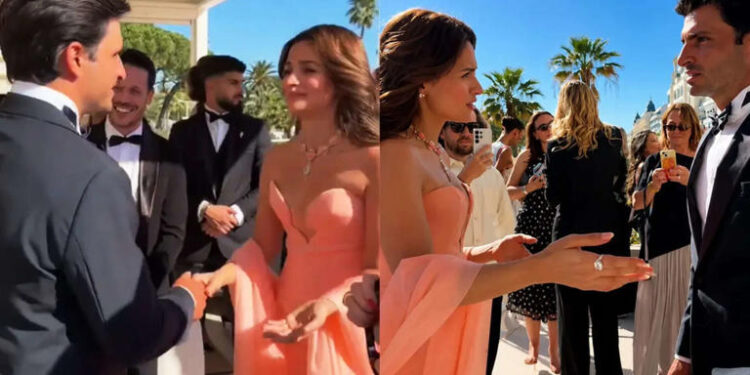 Alia Bhatt meets Carlos Sainz at Cannes; Bollywood and F1 fans say ‘they look cute together’: કાન્સમાં આલિયા ભટ્ટ કાર્લોસ સેન્ઝને મળે છે; બોલિવૂડ અને F1 ચાહકો કહે છે કે ‘તેઓ સાથે સુંદર લાગે છે’
