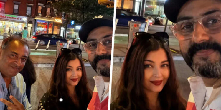 Abhishek Bachchan and Aishwarya Rai Bachchan spotted together in New York; pose with fan for a selfie: અભિષેક બચ્ચન અને એશ્વર્યા રાય બચ્ચન ન્યૂયોર્કમાં સાથે જોવા મળ્યા; ફેન સાથે સેલ્ફી પડાવી